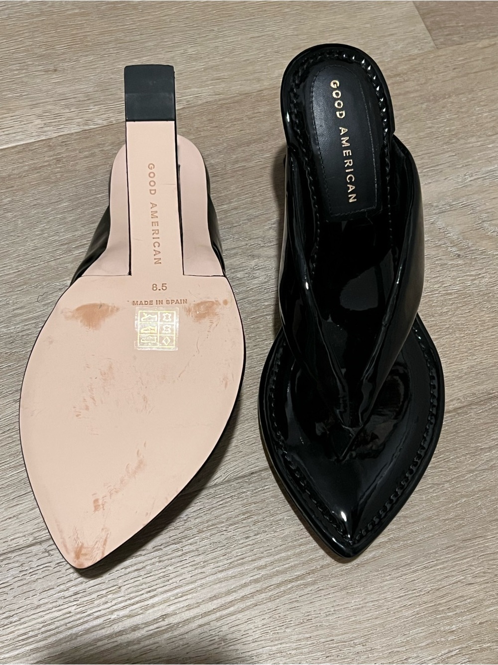 NIB Good American Cinder-f*cking-rella Black Patent Wedge - Picture 4 of 7